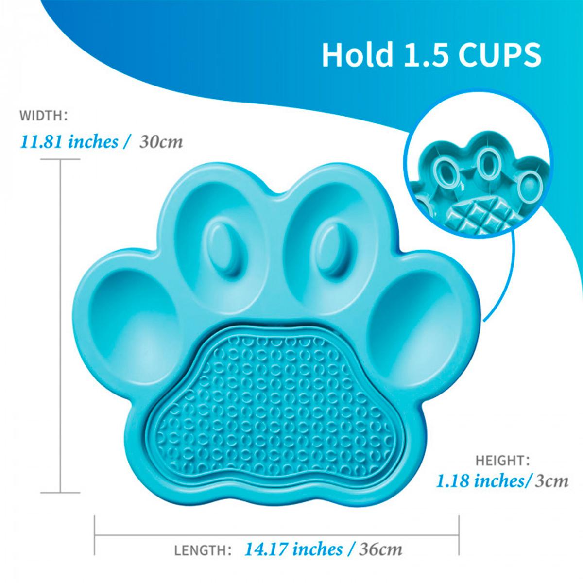 Alfombra De Lamer Petdreamhouse Paw 2 En 1 Azul Alimentador Lento Y Almohadilla